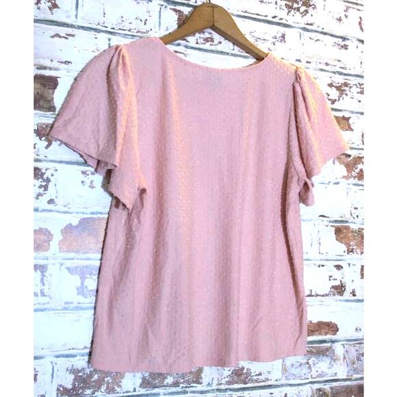 Anthropologie W5 Concepts Blush Swiss Dot Flutter Sleeve Blouse - Picture 7 of 7